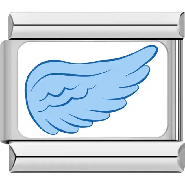 Light blue angel wing white background Italian charm bracelet link
