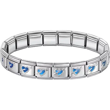 Blue arrow hearts charms composing stainless steel Italian bracelet