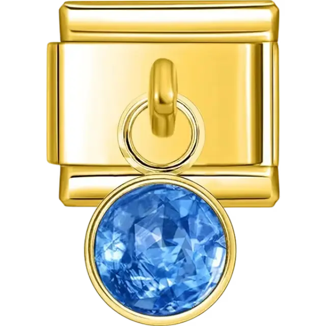 Blue crystal dangle Italian charm bracelet link