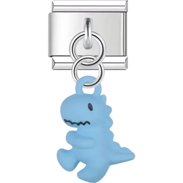Blue dinosaur dangle Italian charm bracelet link
