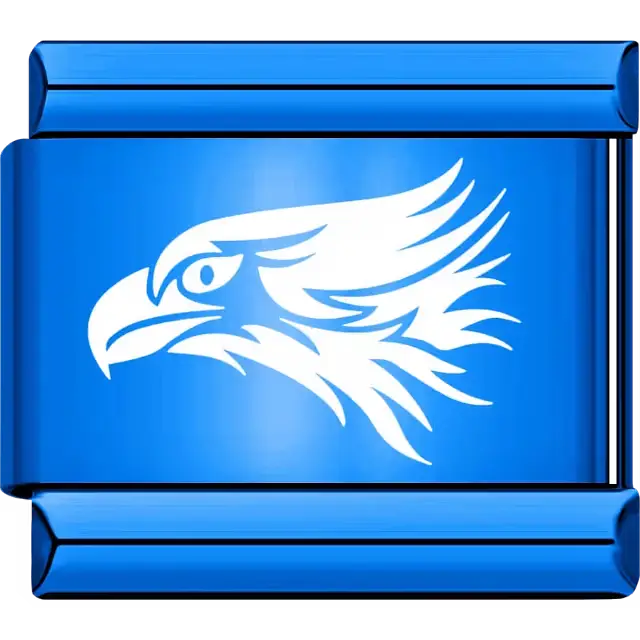 White eagle head with flame-styled feathers Italian charm bracelet link