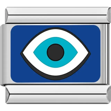 Blue evil eye symbol design Italian charm bracelet link