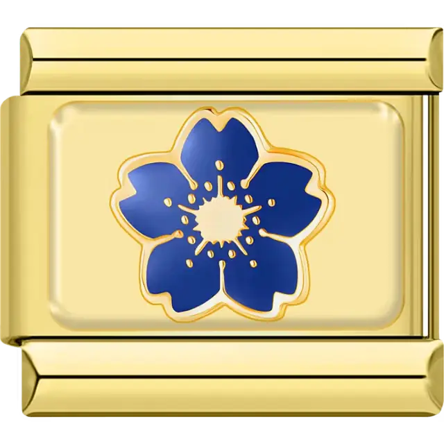 Blue flower Italian charm bracelet link