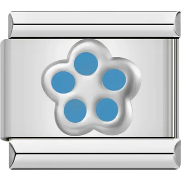 Flower with five blue petals Italian charm bracelet link