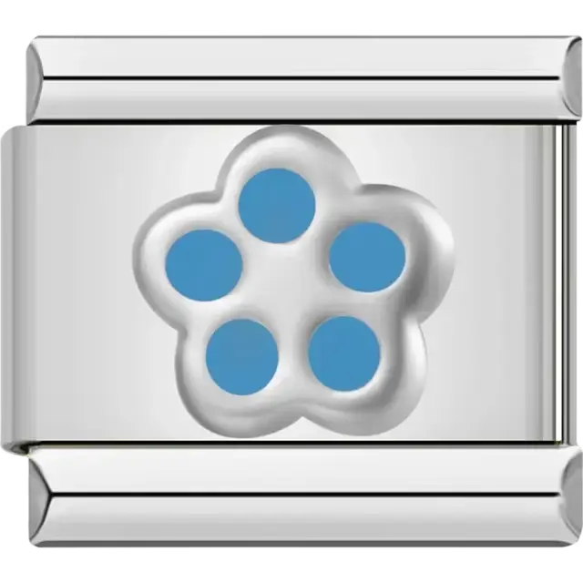 Flower with five blue petals Italian charm bracelet link