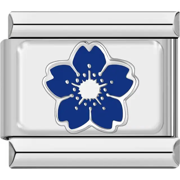 Blue flower Italian charm bracelet link