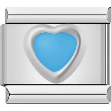 Blue heart shape Italian charm bracelet link