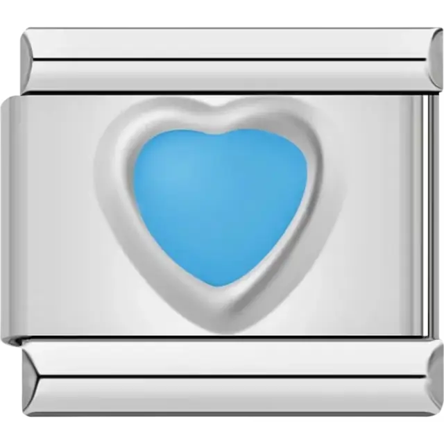 Blue heart shape Italian charm bracelet link
