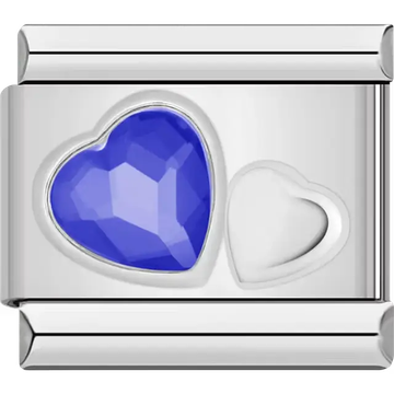 Blue crystal heart Italian charm bracelet link