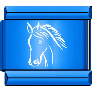 White horse head outline with flowing mane Italian charm bracelet link