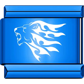 White lion head with flame-styled mane Italian charm bracelet link