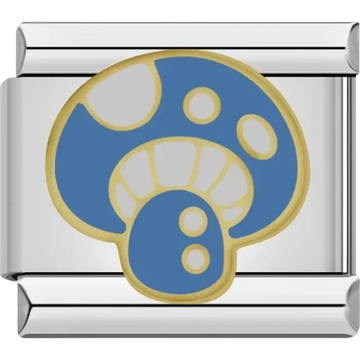 Blue mushroom with white spots Italian charm bracelet link