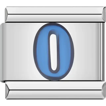 Blue number "0" Italian charm bracelet link