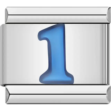Blue number "1" Italian charm bracelet link