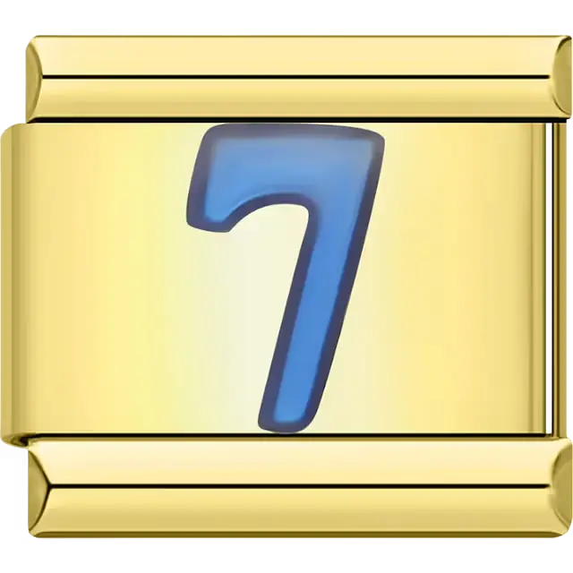 Blue number "7" Italian charm bracelet link