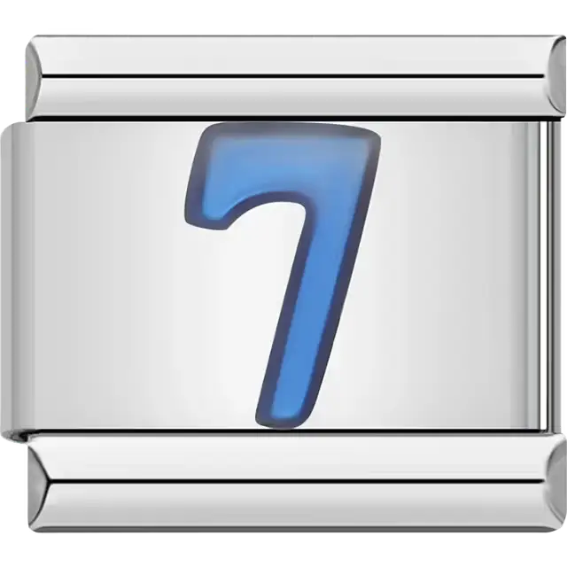 Blue number "7" Italian charm bracelet link