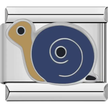 Blue snail with gold body design Italian charm bracelet link