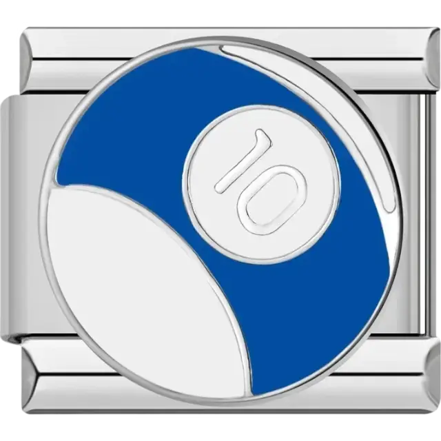 Blue snooker ball number 10 Italian charm bracelet link