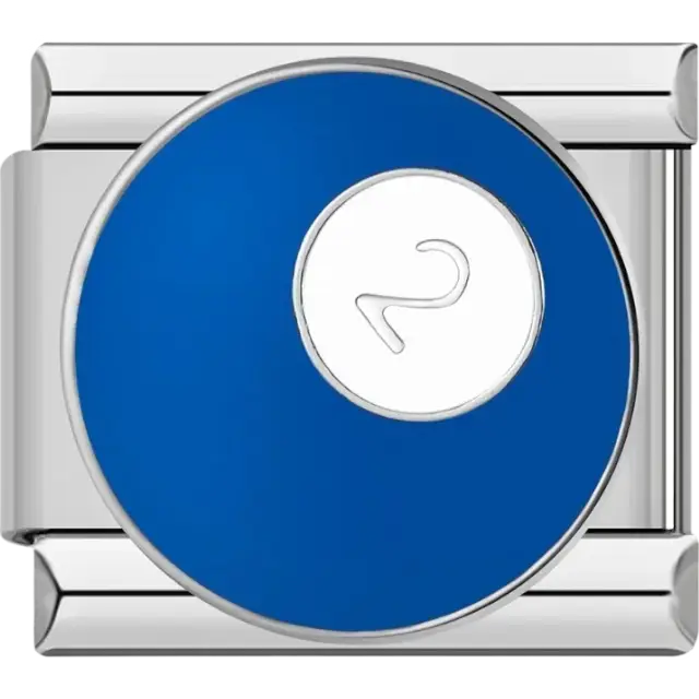 Blue snooker ball number 2 Italian charm bracelet link