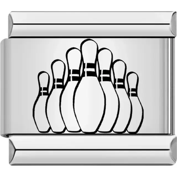 Black and white bowling pins Italian charm bracelet link