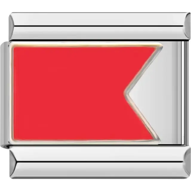 Red Bravo maritime flag indicating carriage or handling of dangerous goods Italian charm bracelet link