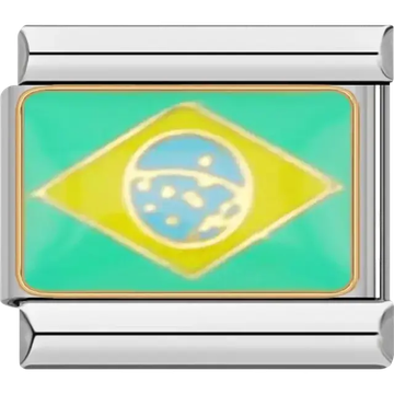 Brazilian flag Italian charm bracelet link