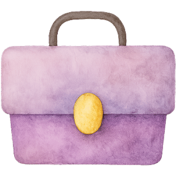 Purple briefcase watercolor illustration