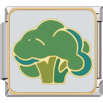 Green broccoli design Italian charm bracelet link