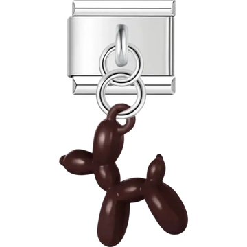 Brown balloon dog Italian charm bracelet link