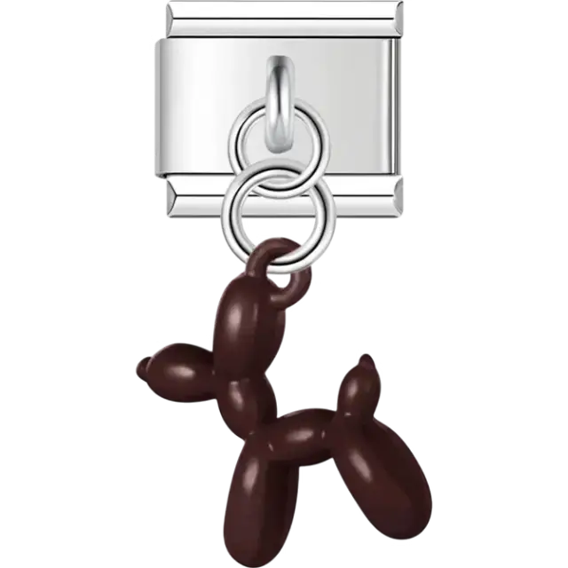 Brown balloon dog Italian charm bracelet link