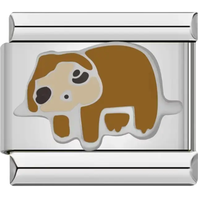 Brown sloth with cream face and black accents Italian charm bracelet link