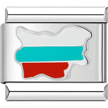 Bulgarian flag and map Italian charm bracelet link