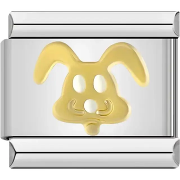 Bunny face design with gold-tone ears and features Italian charm bracelet link