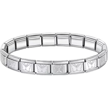 Stainless steel bracelet with engraved butterfly pattern Italian charm bracelet