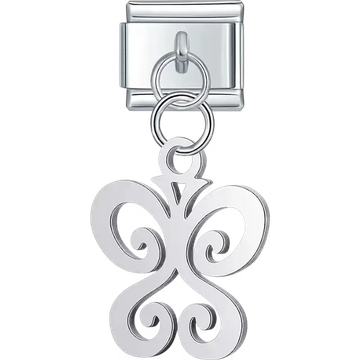 Silver butterfly swirl design dangle Italian charm bracelet link