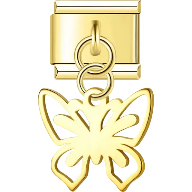 Butterfly cutout dangle Italian charm bracelet link