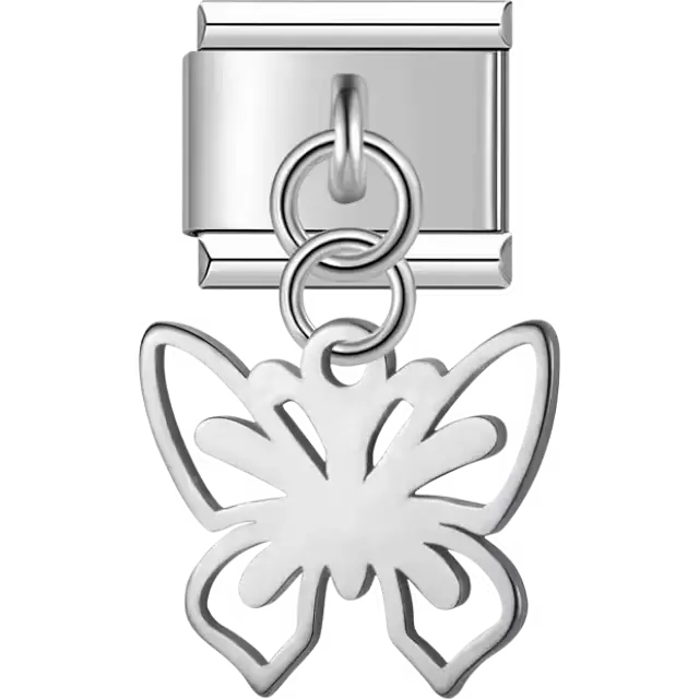 Butterfly cutout dangle Italian charm bracelet link