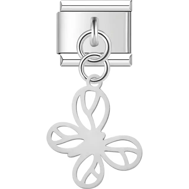 Butterfly shape with cutout wings Italian charm bracelet link