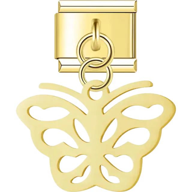 Butterfly shape with open wings Italian charm bracelet link