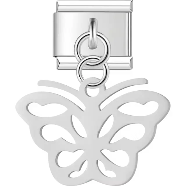 Butterfly shape with open wings Italian charm bracelet link