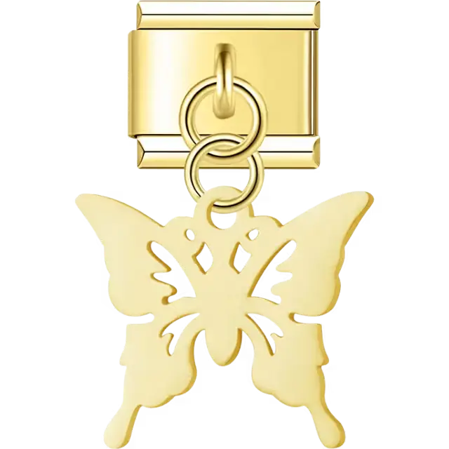 Butterfly shape with detailed cutouts Italian charm bracelet link