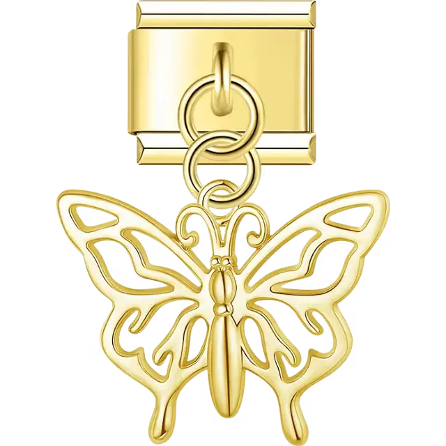 Butterfly cutout dangle Italian charm bracelet link