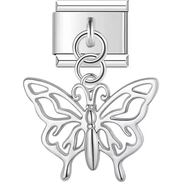 Butterfly cutout dangle Italian charm bracelet link