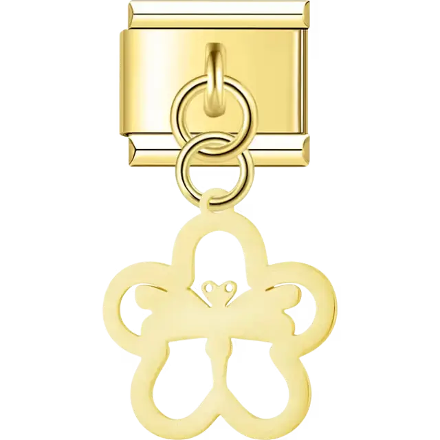 Butterfly flower cutout dangle Italian charm bracelet link