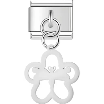Butterfly flower cutout dangle Italian charm bracelet link