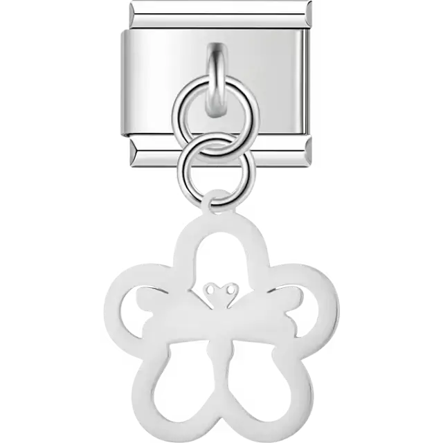 Butterfly flower cutout dangle Italian charm bracelet link