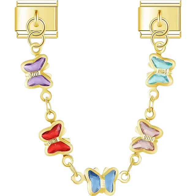 Multicolor butterfly links safety chain Italian charm bracelet link