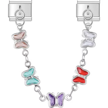 Multicolor butterfly links safety chain Italian charm bracelet link