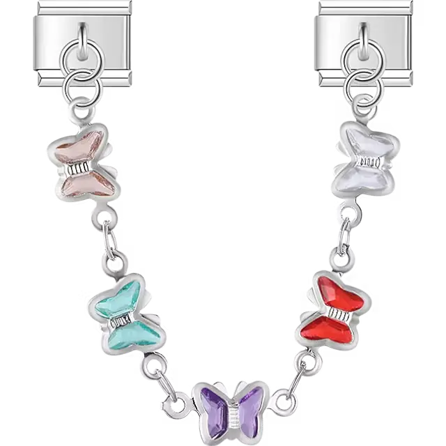 Multicolor butterfly links safety chain Italian charm bracelet link