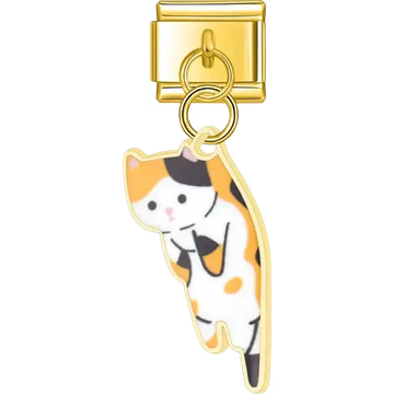 White orange and black calico cat hanging design Italian charm bracelet link